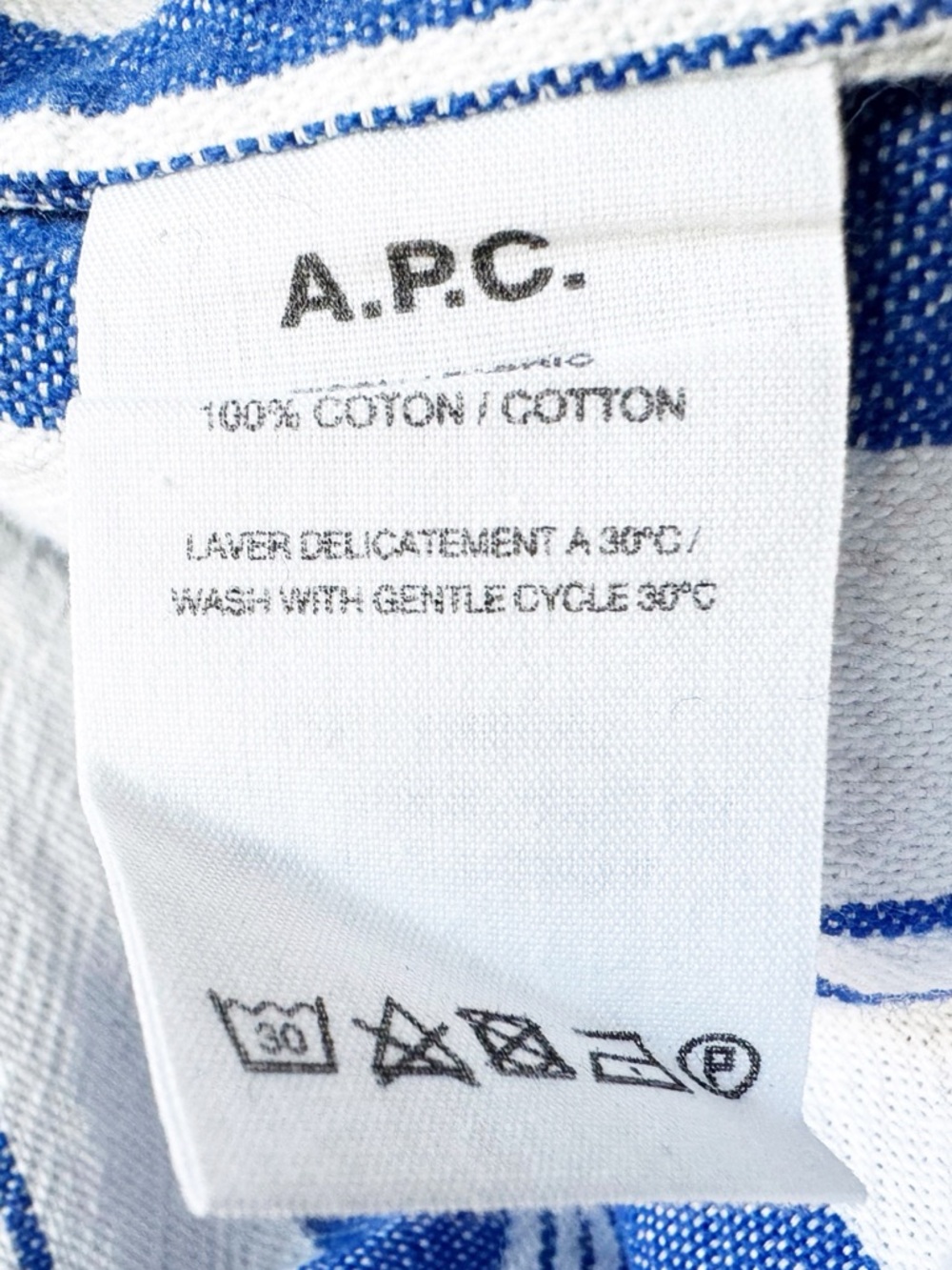 A.P.C. Beachy Blue and White Striped Long Sleeve Top - Picture 13 of 14